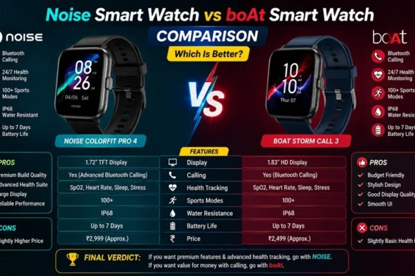 Noise Smart Watch vs boAt Smart Watch Comparison
